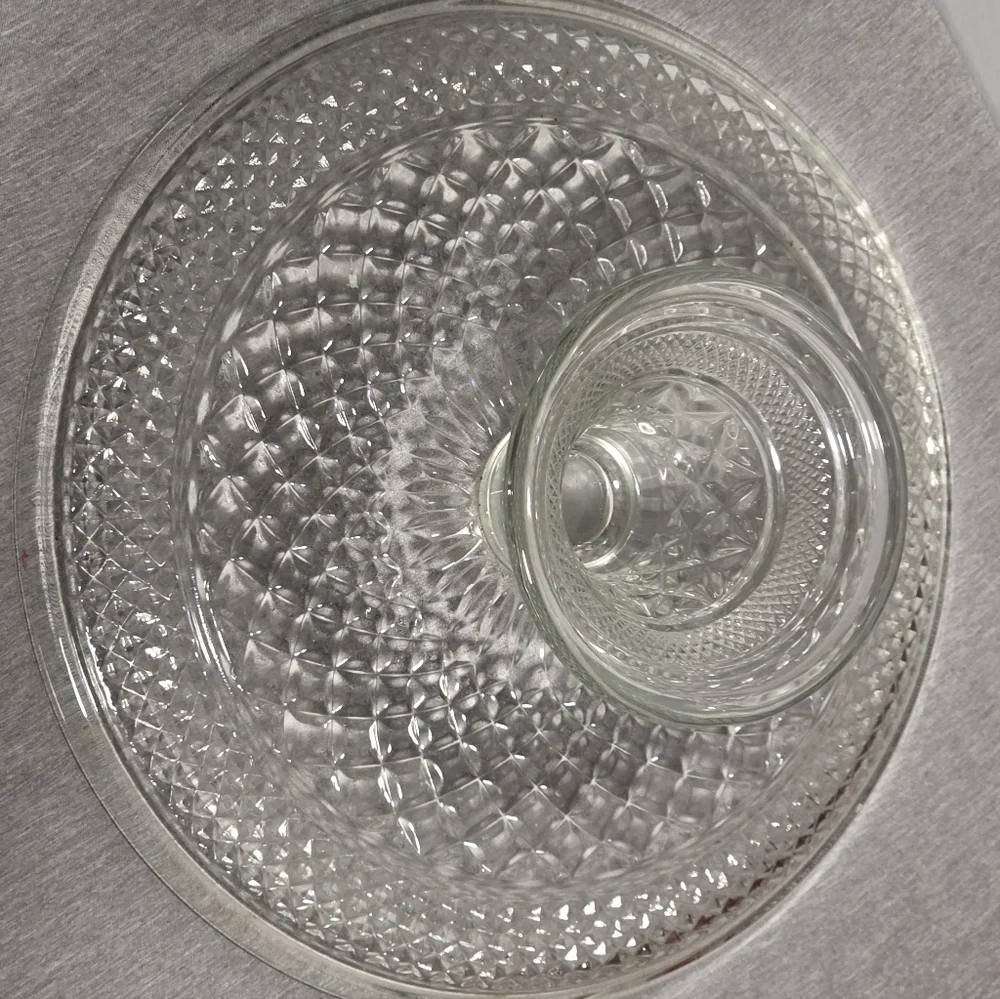 Anchor Hocking Vintage Wexford Pattern Clear Glass Cake Stand 12